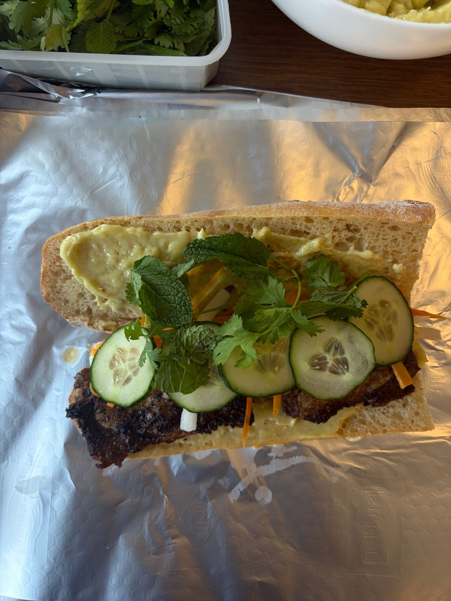 A bánh-mì built for the pickers' lunch